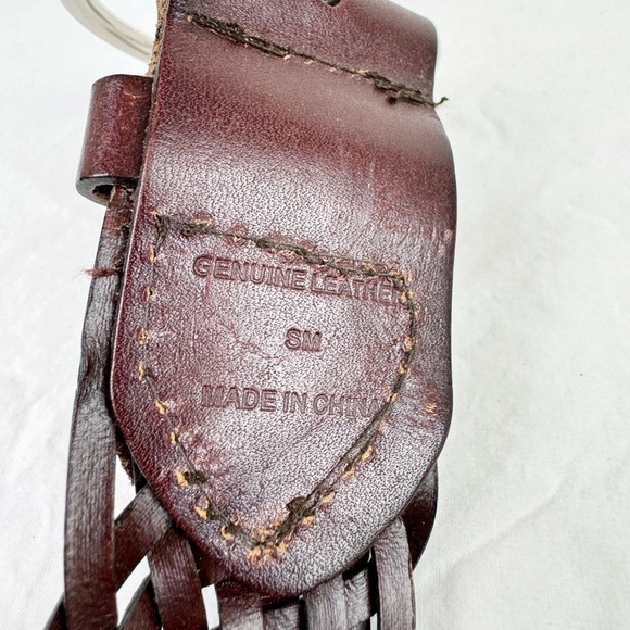 Brown Woven Wavy Leather Belt - Picture 6 of 7